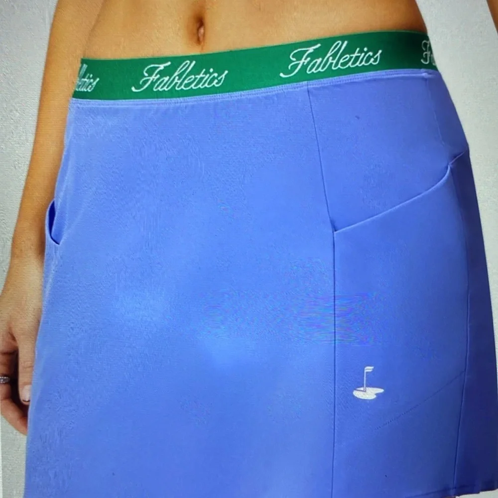 Fabletics Blue Skort Large Green Logo Waistband Sz S NWT ⭐️